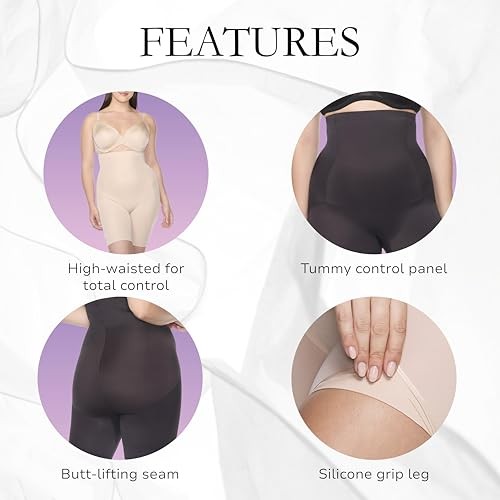 Naomi and Nicole Women’s Plus-Size Comfort Plus Hi Waist Thigh Slimmer 2X Black