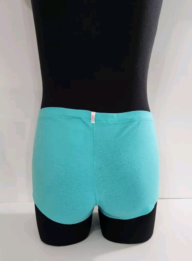 Victorias Secret Panties Size Lg Teal Gold Dog Logo Low Rise Boyshort NOS