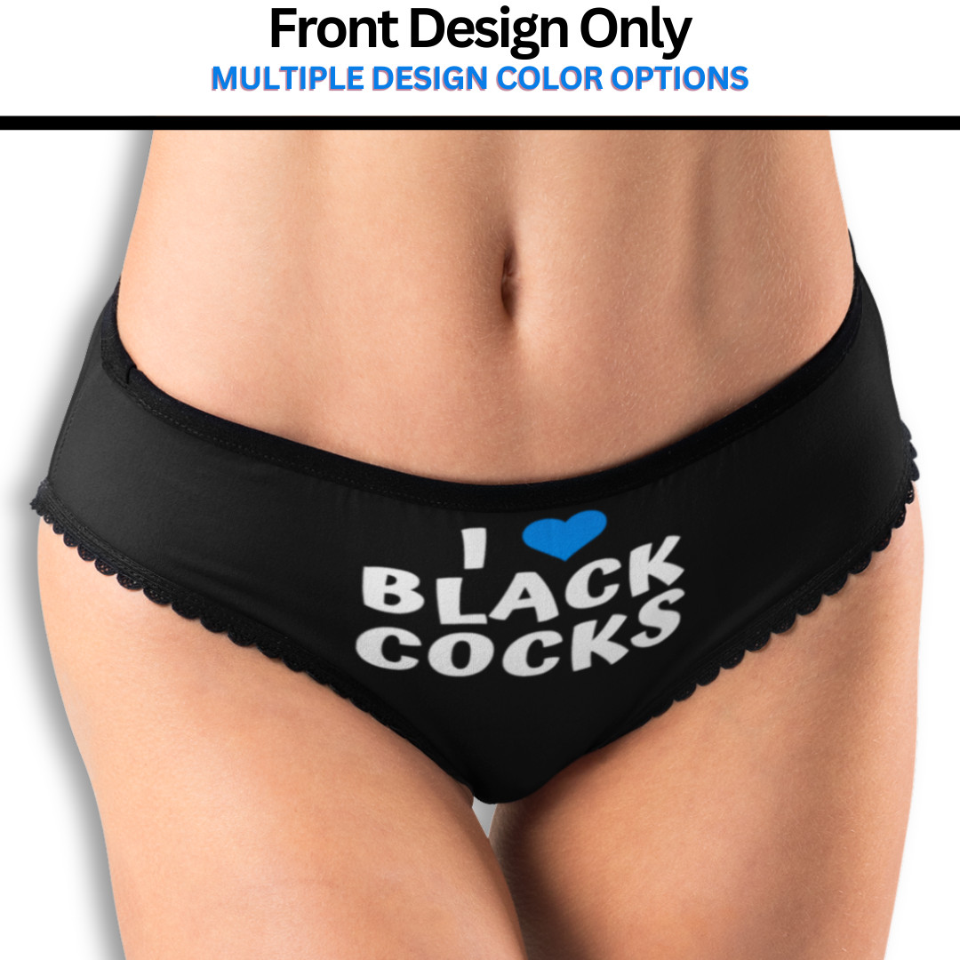 I Heart Black Cocks Graphic Hipster Panties Cotton XS-2XL