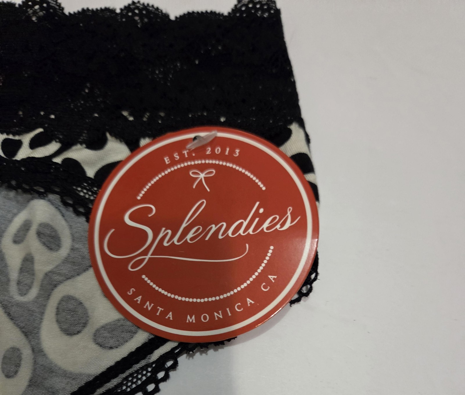 Splendies Panties Womens Large Black Ghost Print Lace Bikini Briefs Halloween