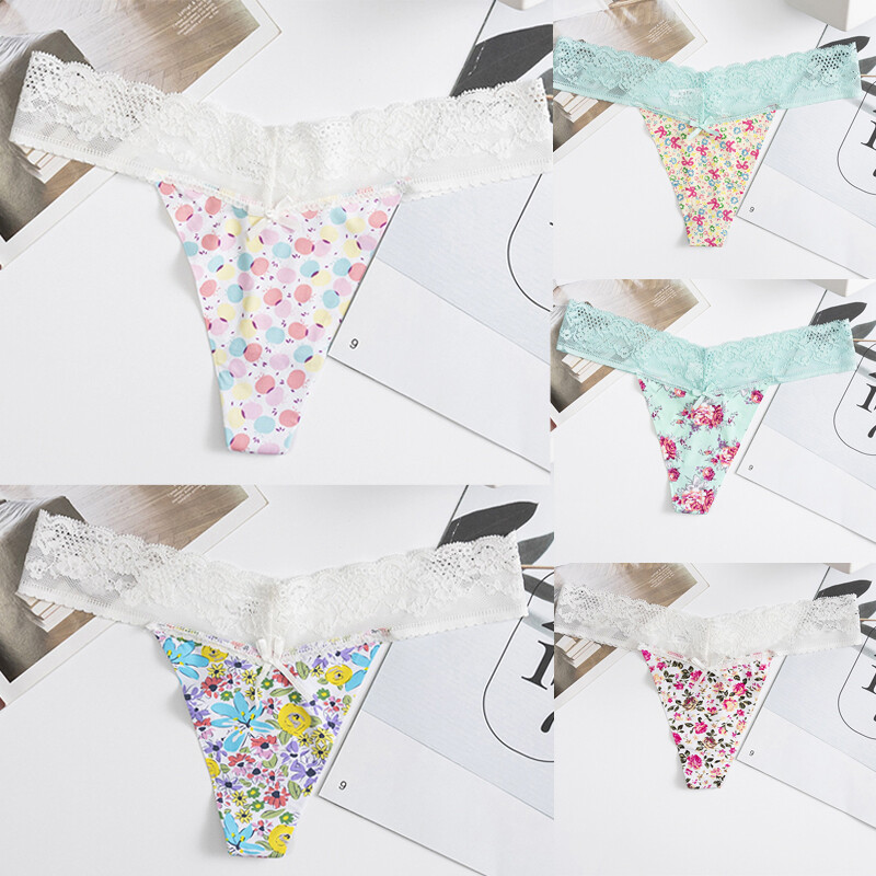 5PCS/LOT Sexy Womens G string Thong Panties Brief Lace Underwear Bikini Lingerie