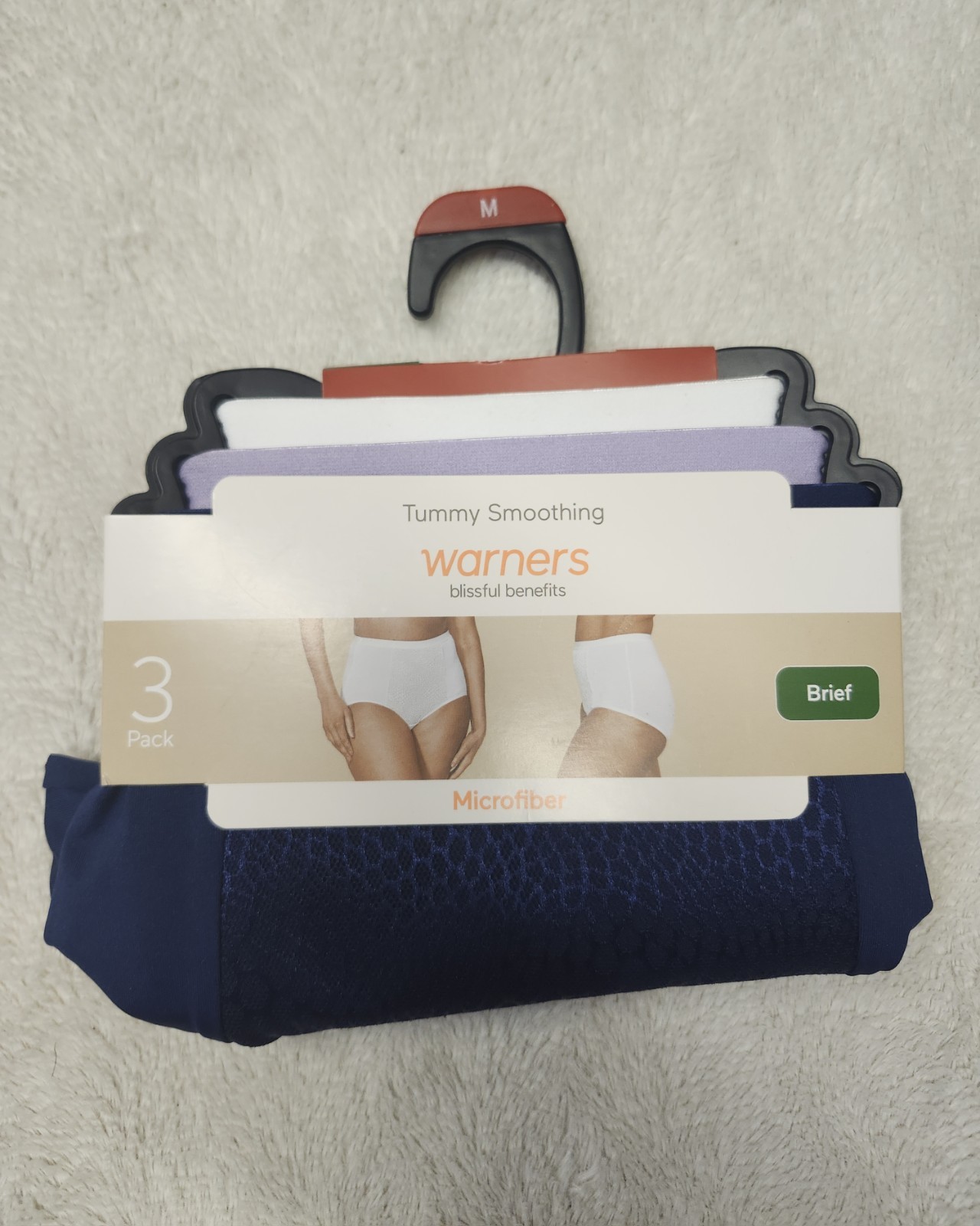 • NWT Warners 3 Pack Tummy Smoothing Brief Microfiber Panties M Multicolor