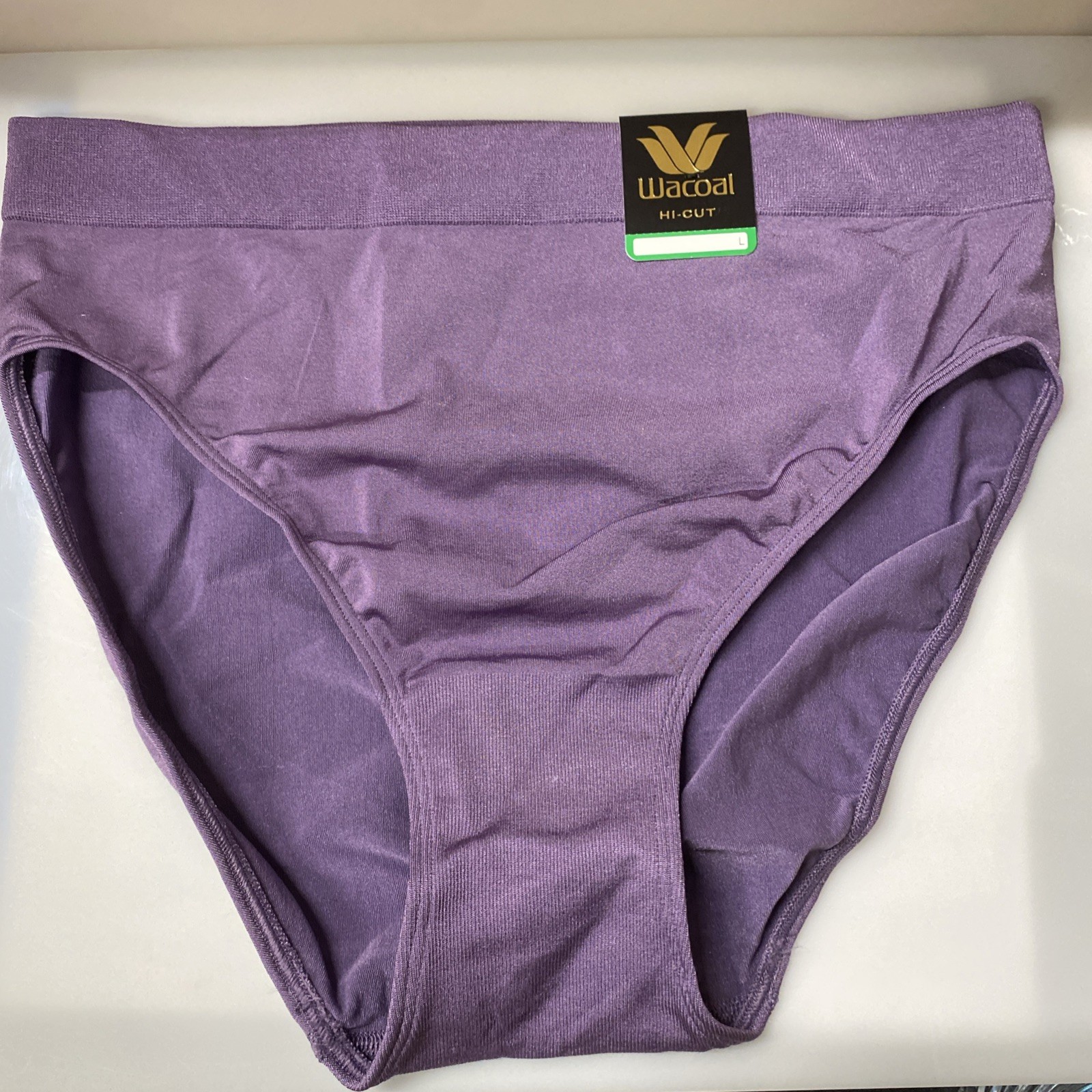WACOAL B-SMOOTH NYLN/SPANDX HI-CUT BRIEF PANTIES ROUCHED 834175 549 PURPL Size L
