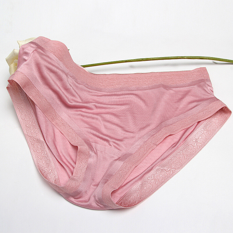 Female 100% Silk Seamless Underwear Hot Melt Weaving Silk Mid-waist Boxer Briefs