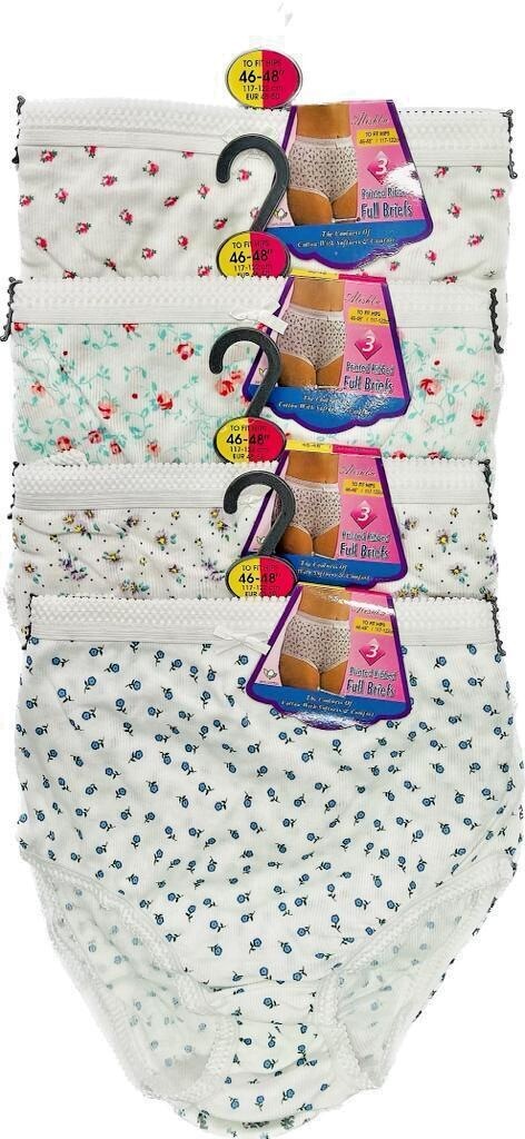 6/12 Pack Ladies Briefs Maxi, 100% Ribbed Cotton Full Comfort Fit – Size 10-20