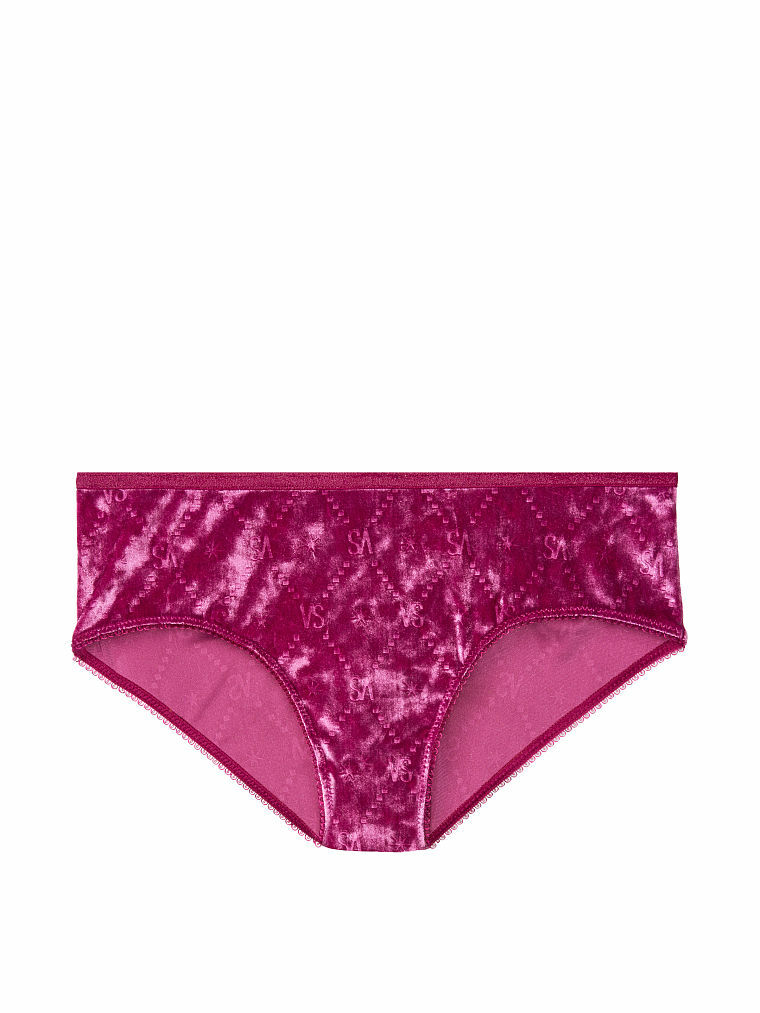 XL Raspberry Pink FULL VELVET RARE Victorias Secret LOGO VS STAR Hiphugger Panty
