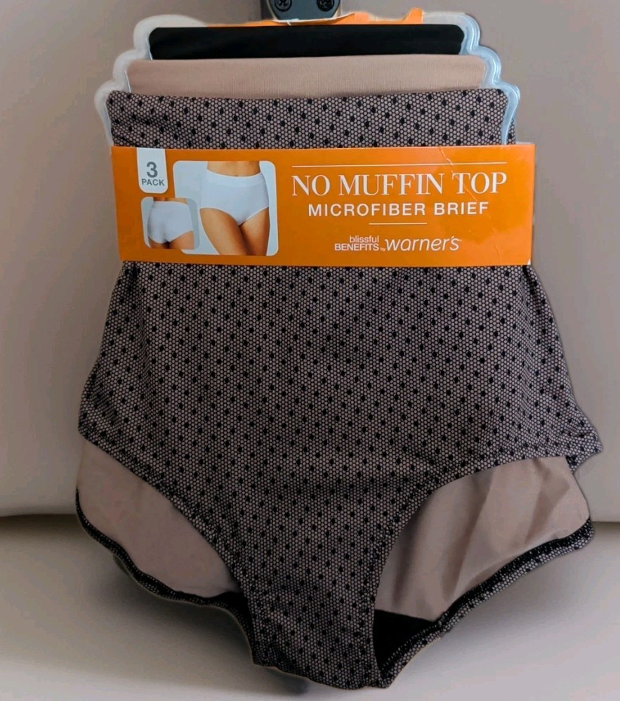 Warner’s Womens No Muffin Top Microfiber Briefs 3 Pack Size 5