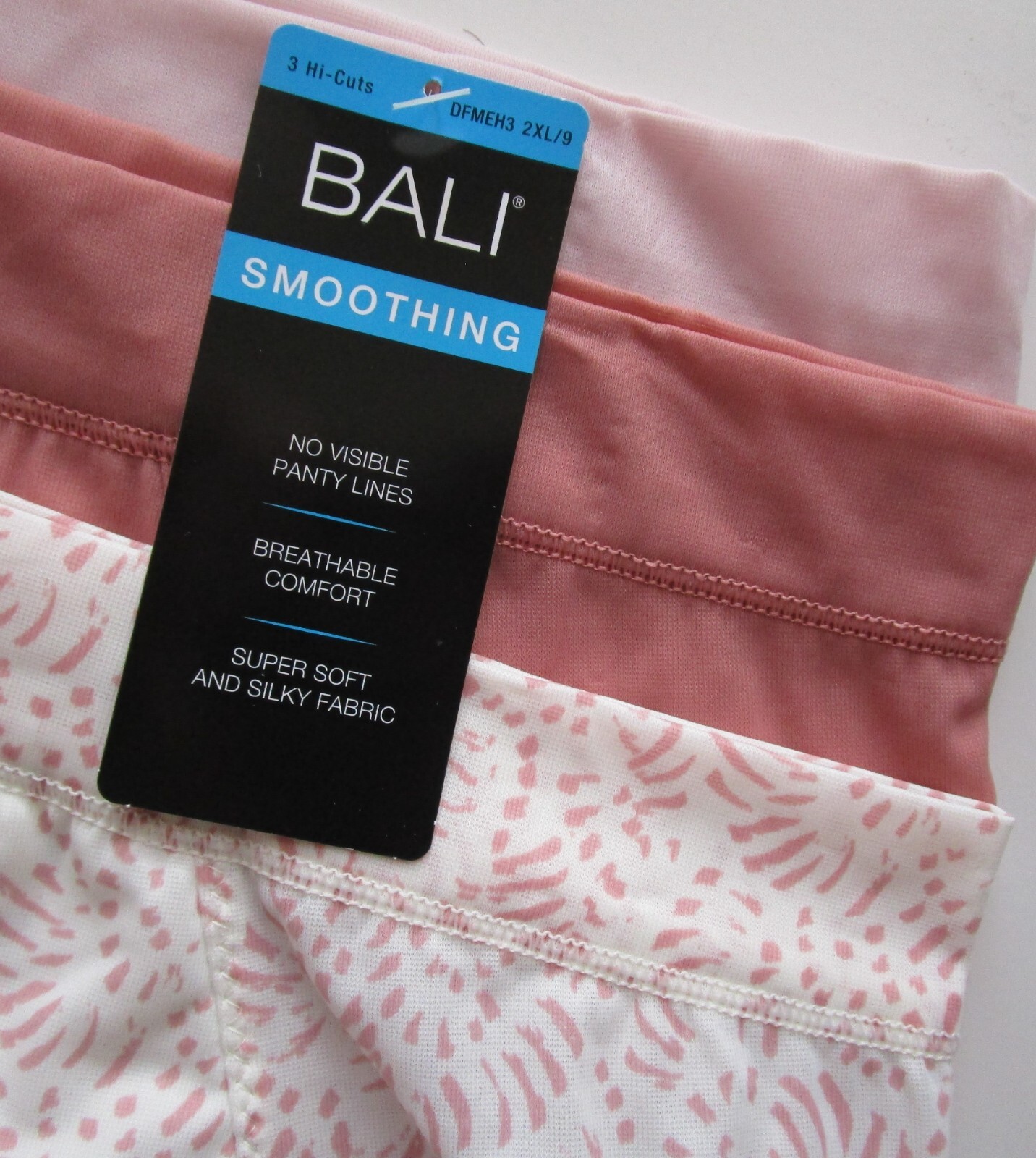 Bali One Smooth U Ultra Light Hi-Cut Pantie 3 Pack Style DFMEH3 Size 2XL 9 NWT
