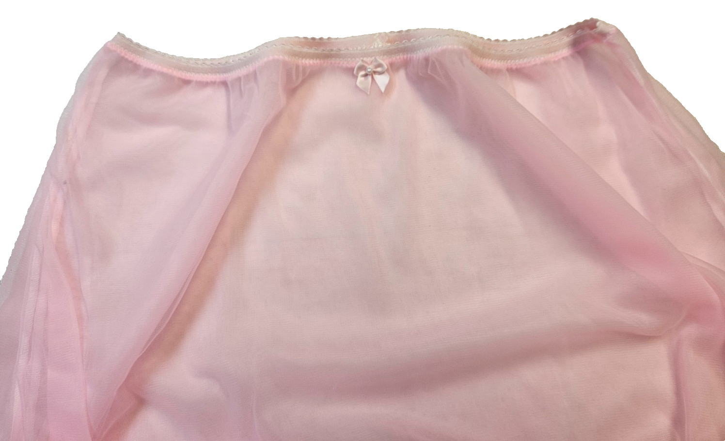 2 Layer PINK SHEER Nylon Bloomer Panty NO LACE Men or Women 27-42 Waistband