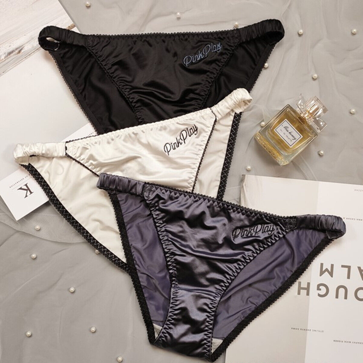1/5 Pcs Lot Womens Sexy Satin String Bikinis Panties Silky Briefs Underwear