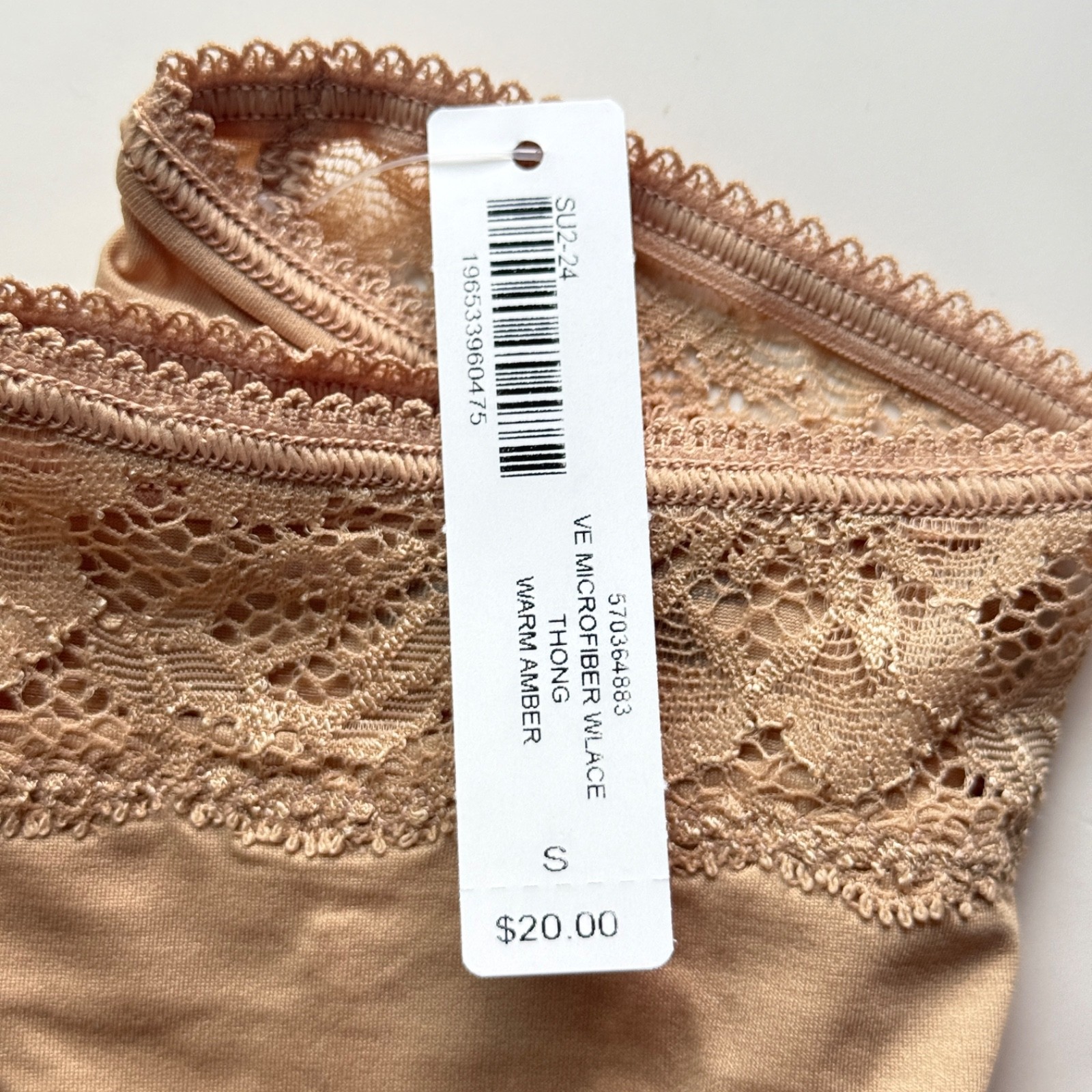 Soma Vanishing Edge Microfiber With Lace Thong Panty Warm Amber Size XS/S/M/L/XL