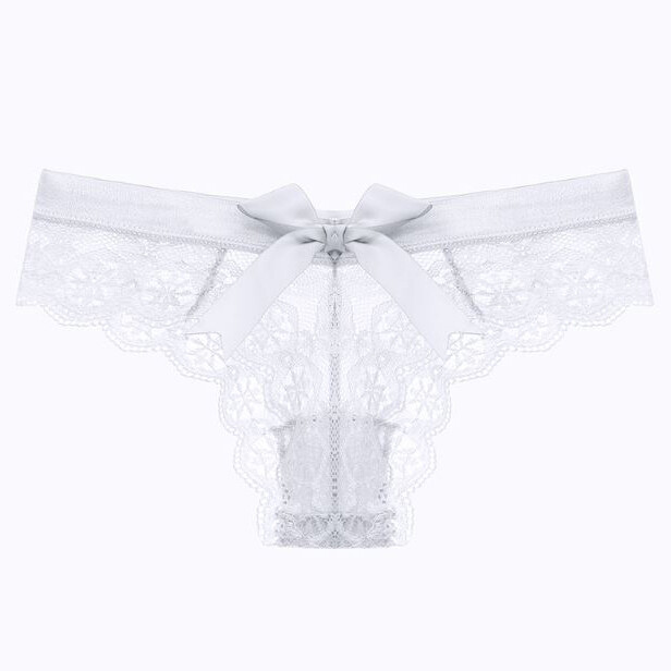 2pcs Women’s Lace Thong Panties G-String w/ Bow Cheeky Low Rise Underwear