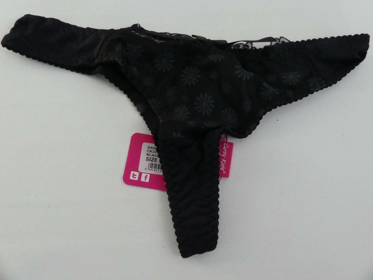 (ref288E Rel1) Curvy Kate Daisie Thong Black Print Size 8