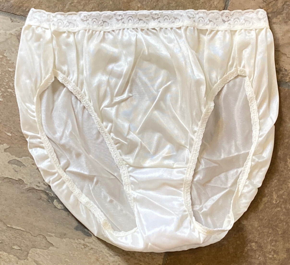 HANES 9/2XL Ivory Silky Smooth Semi Sheer Nylon Hi Cut Brief Panties NWOT