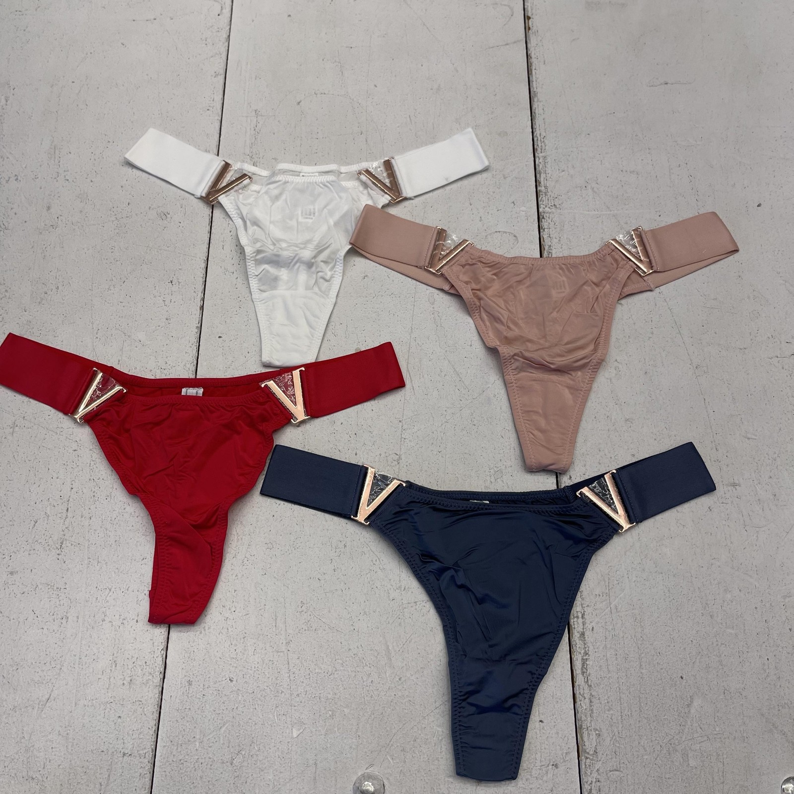 Collections Thong Panties Womens Large Multicolor Buckle High Leg Stretch 4 Pack
