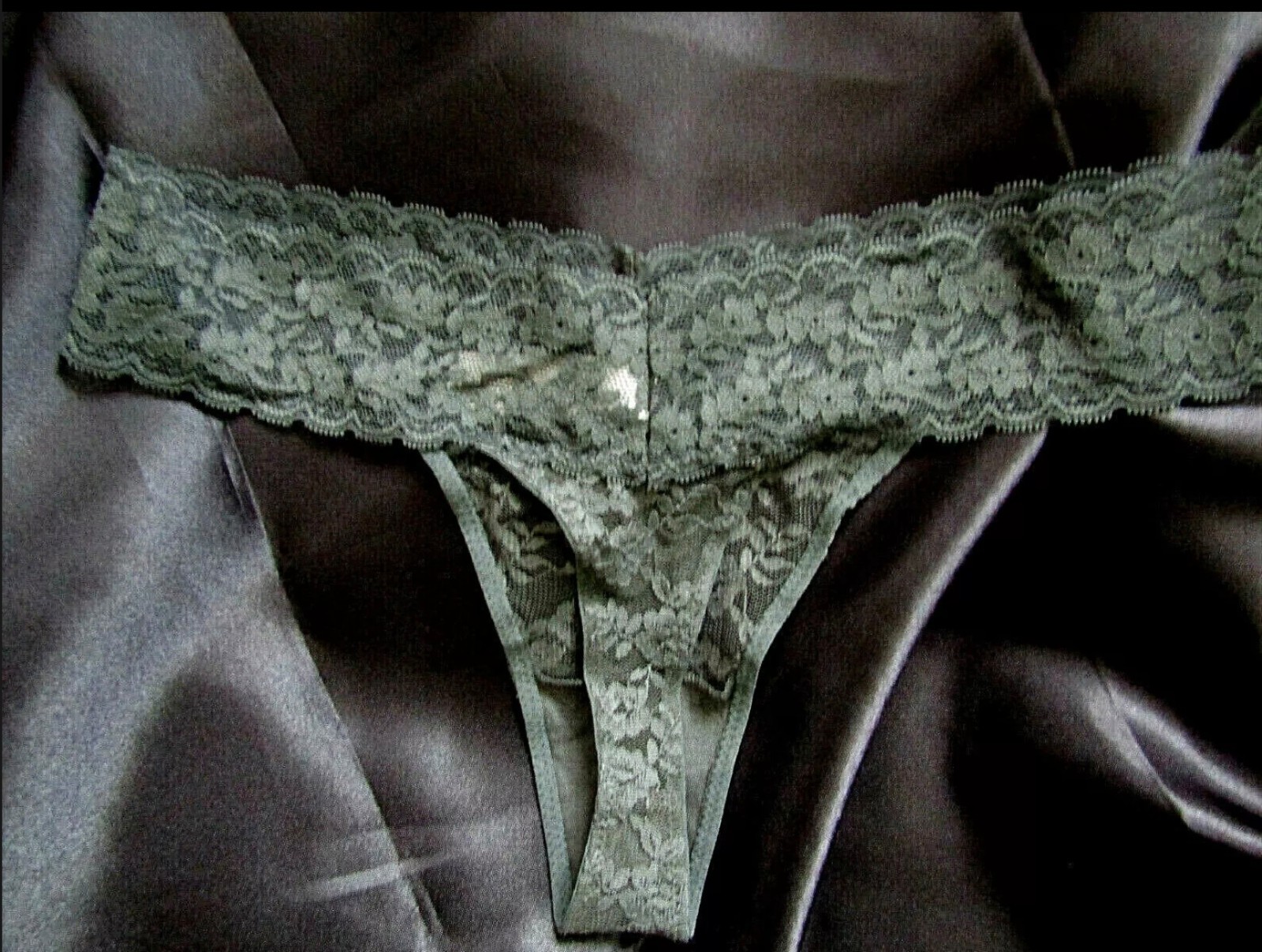 Ex Chainstore Luxury Lace Cheeky Sheer Thong Knicker Panties Size M 14/16