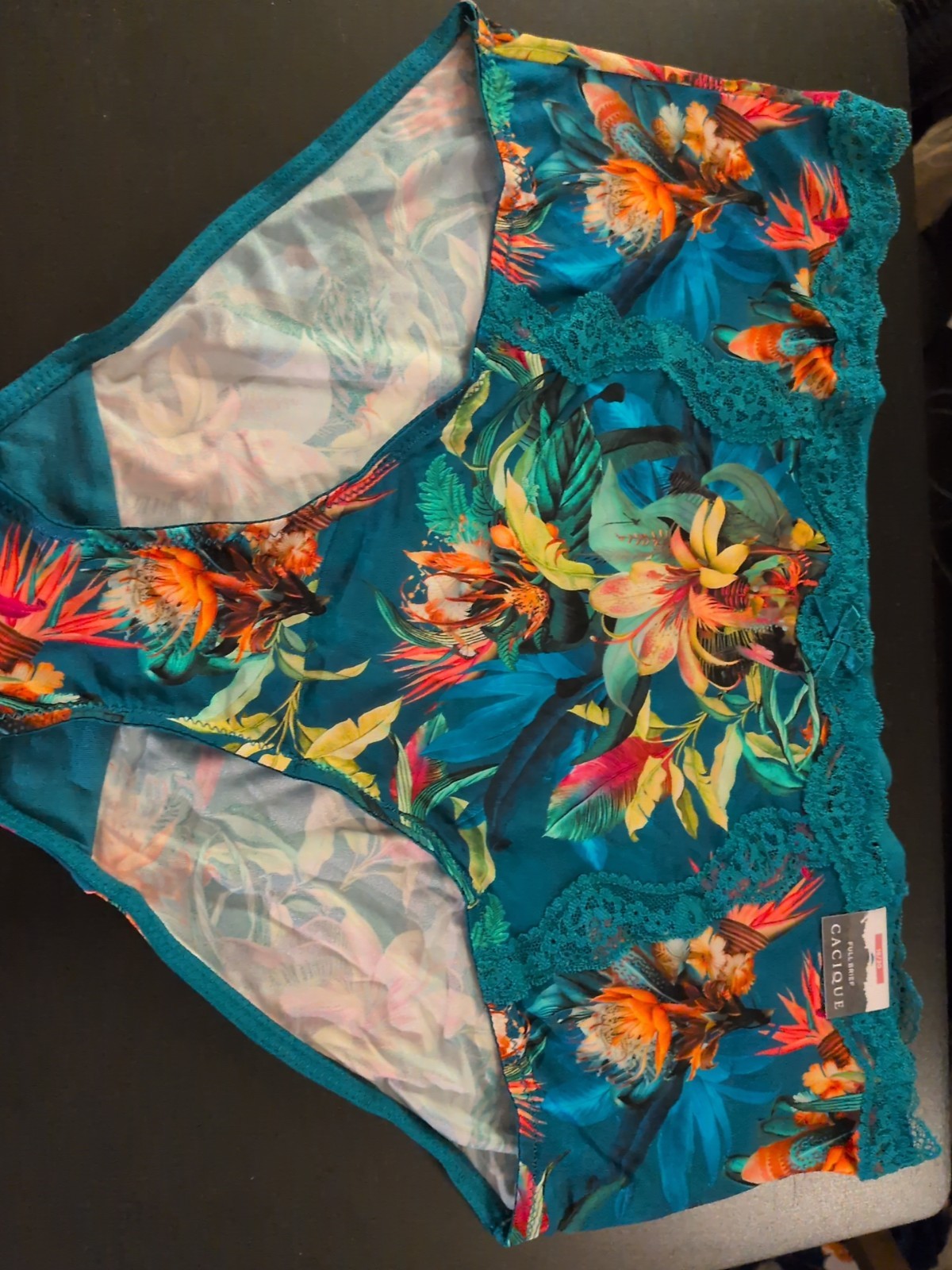 Lane Bryant Plus 18/20 Full Brief Teal Floral Panty PRETTY NEW W TAG Sexy Back