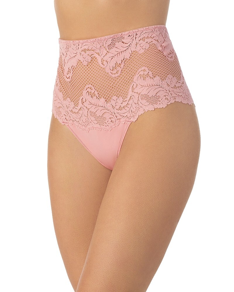 Le Mystere L33805 Rose Bud Lace Allure High Waist Thong Panty Size M