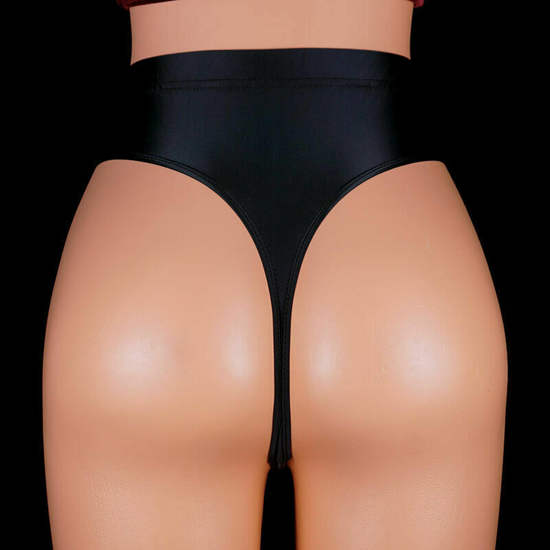 Ladies High Waist Silky Shiny Wet Look G-string Thong Panties Underwear Lingerie