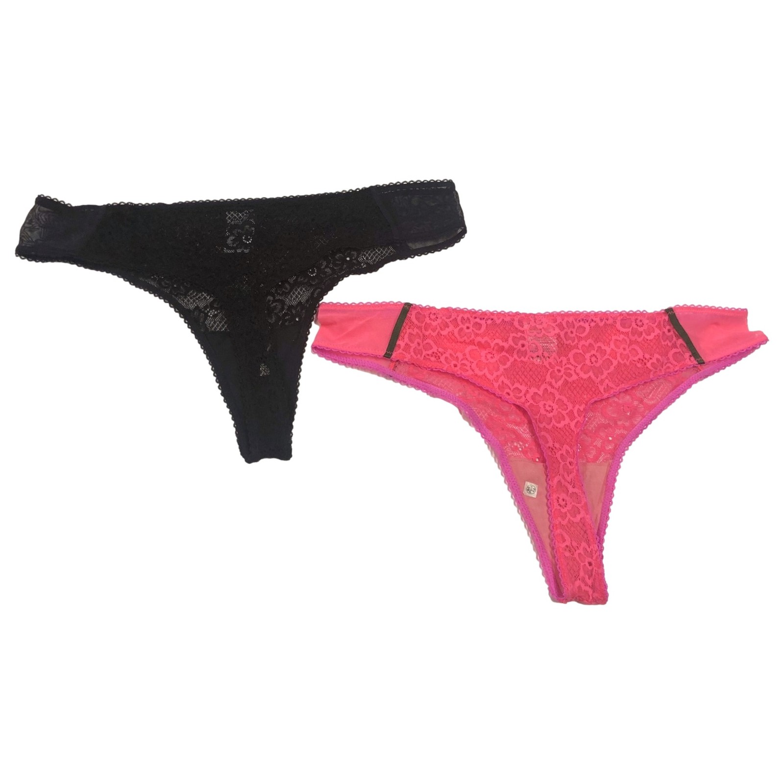 Parade Womens 2 Pack Thong Underwear Pink & Black Lace Panties Set