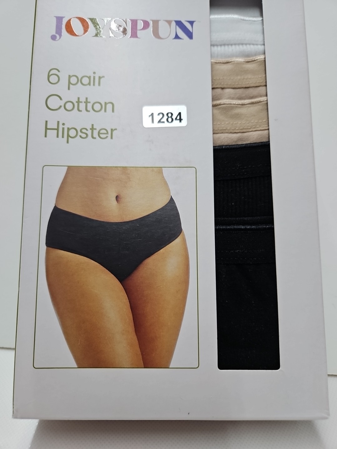 Joyspun 6 Pair Cotton Hipster XXL Black White And Tan