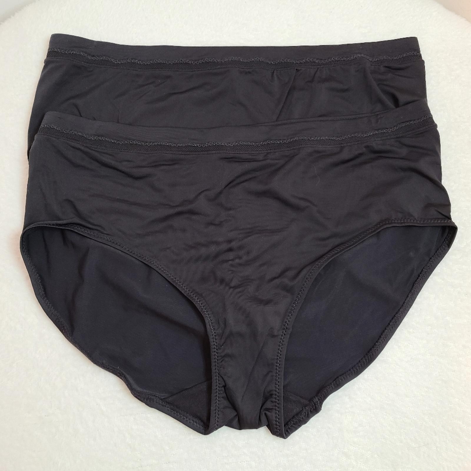 2pk Bali Silky Stretch Nylon Classic Hipster Panties Size Lg Black
