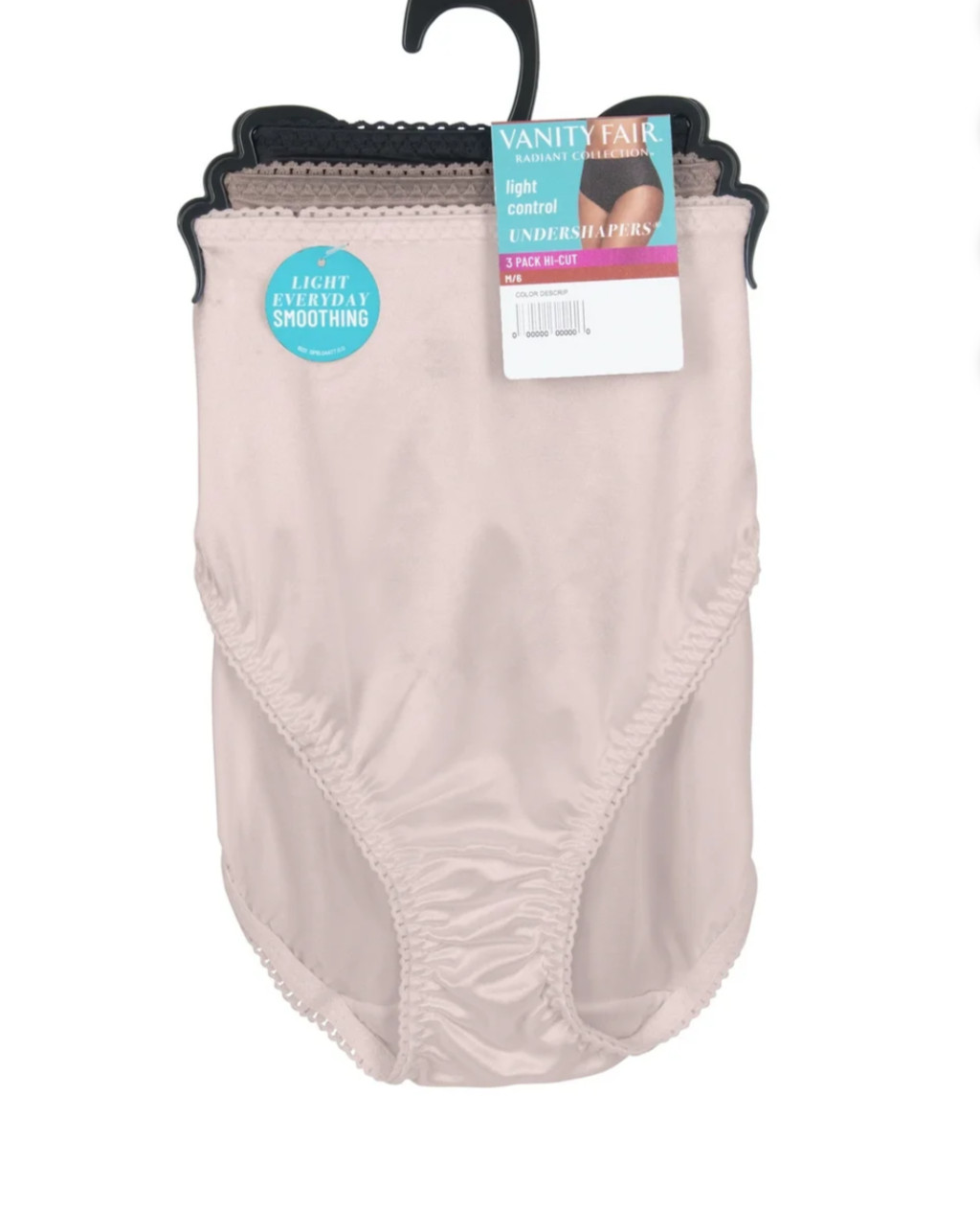 Vanity Fair Radiant Undershaper Underwear Womens S5 to 5XLHi-Cut 3 Pk Multicolr