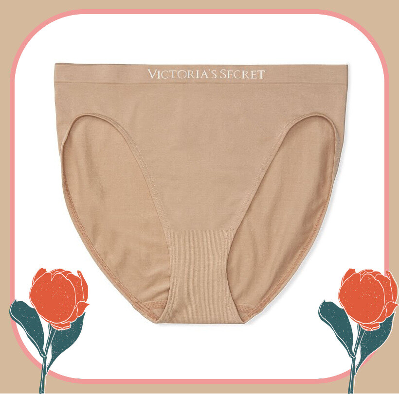 M Beige SEAMLESS NO SHOW FULL COVER Victorias Secret High-Leg Waist Brief Panty