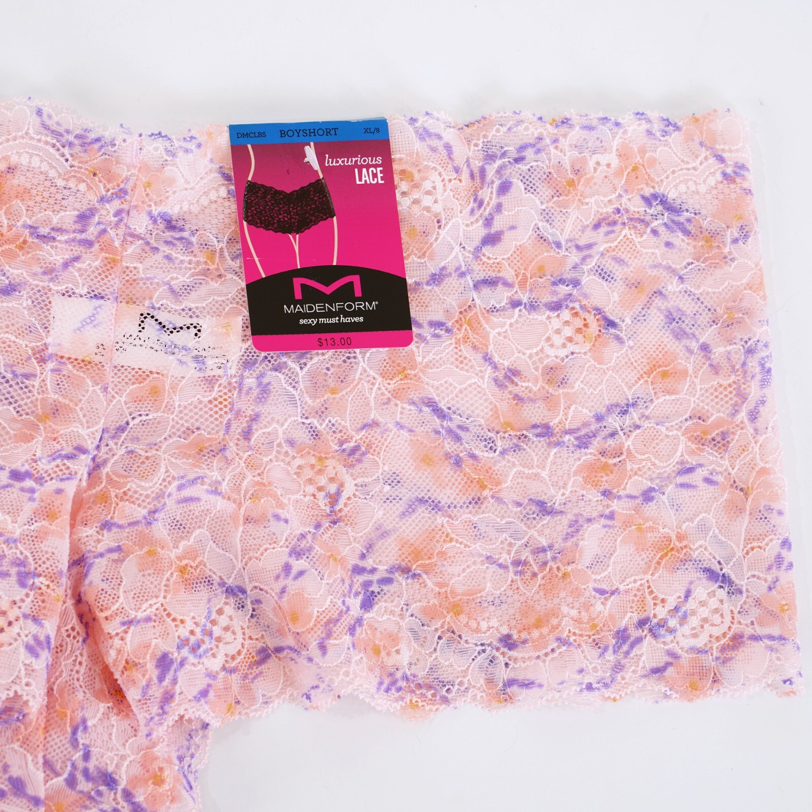 MAIDENFORM Size 8 X-LARGE MultiColor ALL-OVER LACE CHEEKY BOYSHORT PANTY #DMCLBS