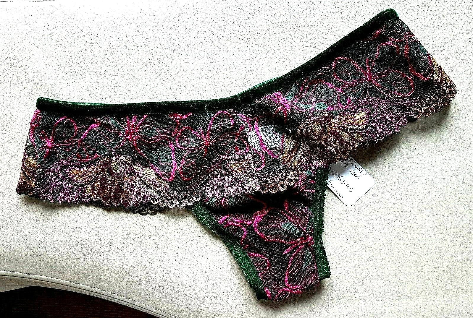 Antonia Ghazlan Green/Pink/Yellow Floral Lace Hipster Shorts
