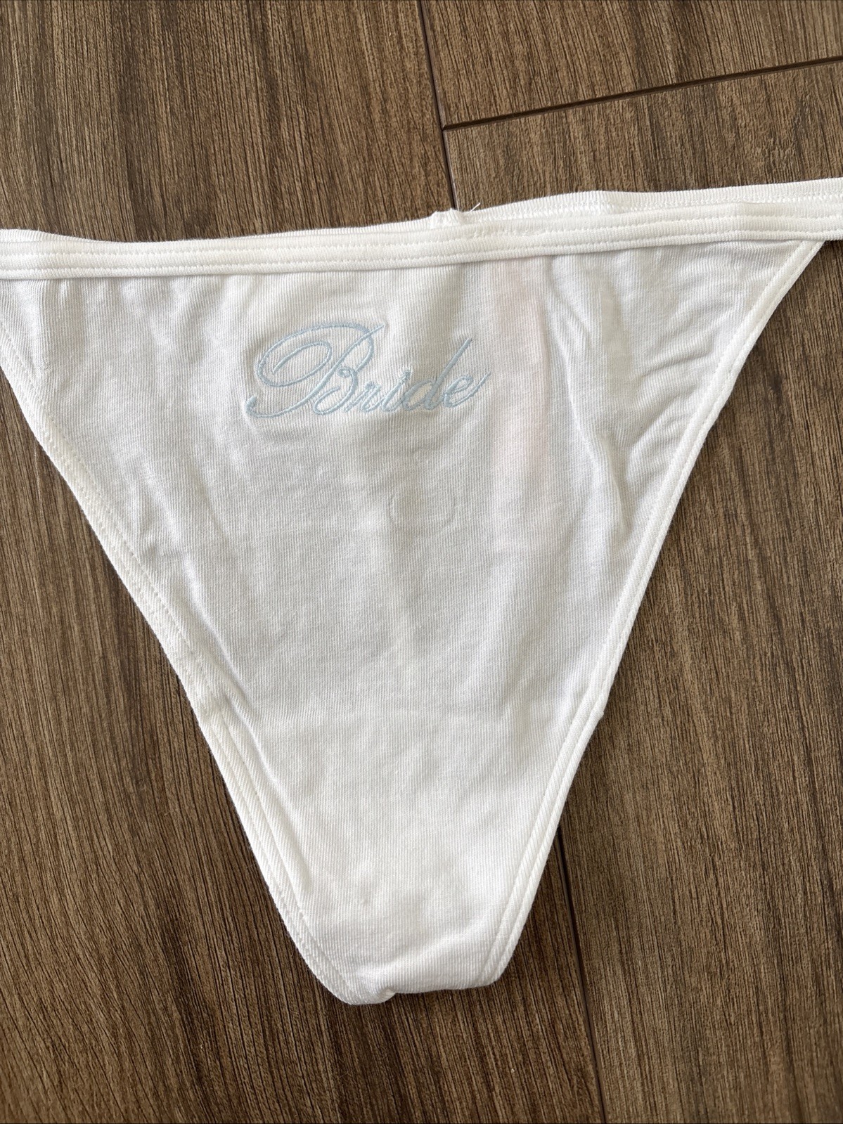 Victoria’s Secret Panties V String Thong Panty White Cotton Bride Wedding Large