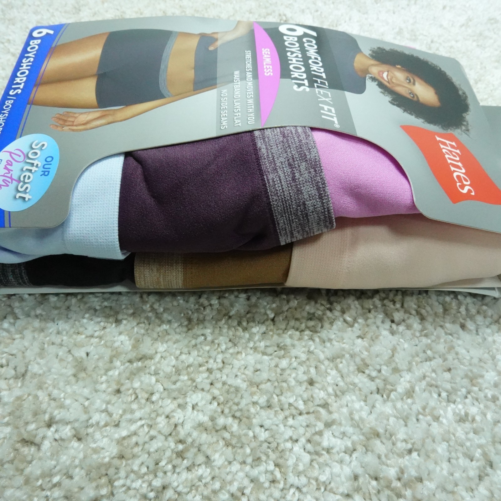Hanes Underwear Womens 6 Medium Boyshorts Seamless Nylon Stretch 6 Pairs