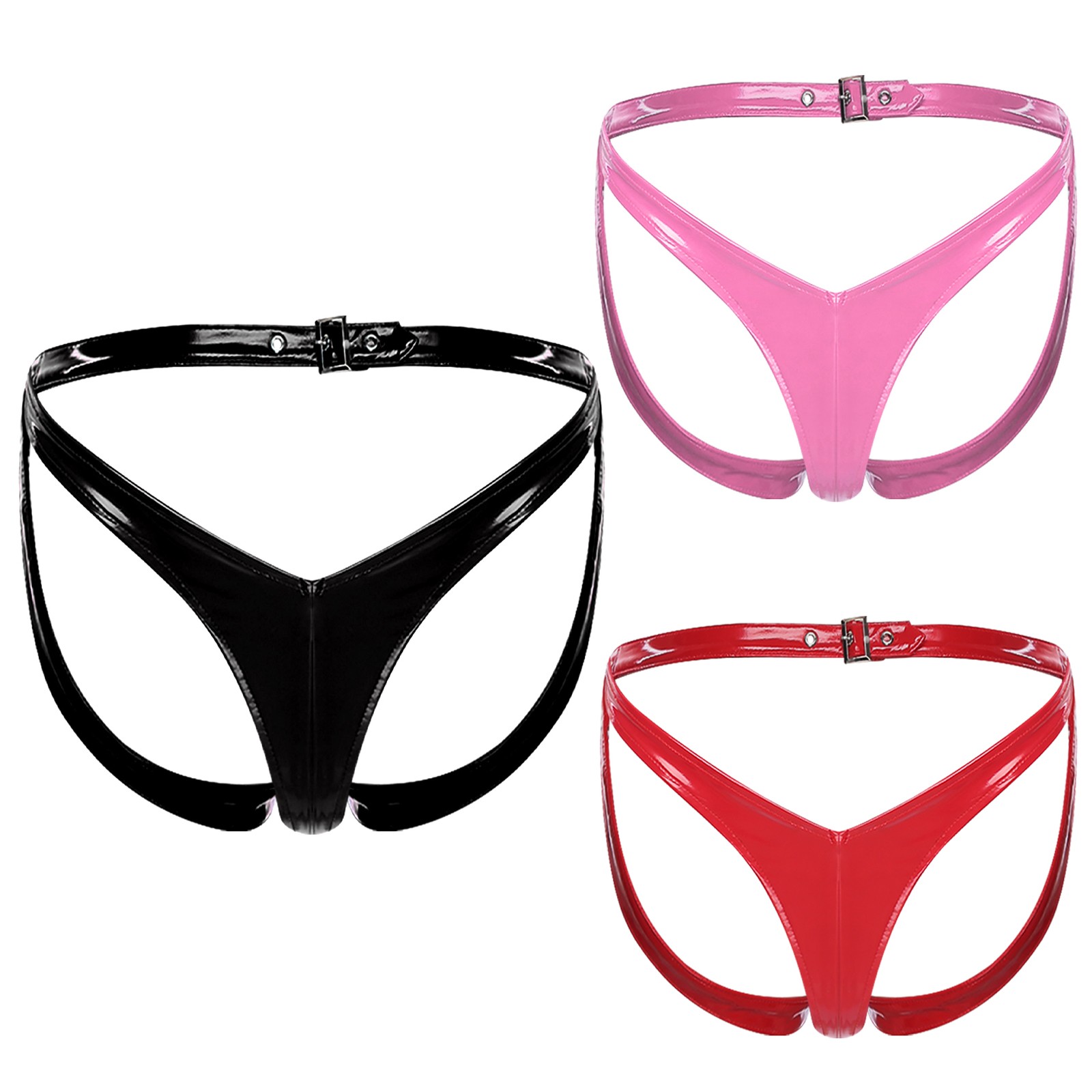 Women Briefs Metallic Bikini Wet Look Sleepwear Patent Leather Underwear Shiny