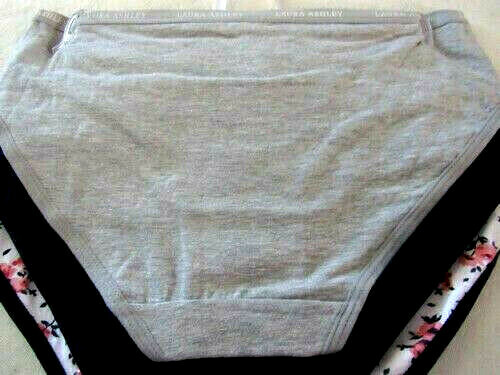 LAURA ASHLEY BIKINI PANTIES XLARGE 3 PAIR WOMENS FLORAL PRINT GRAY NAVY MSRP $28