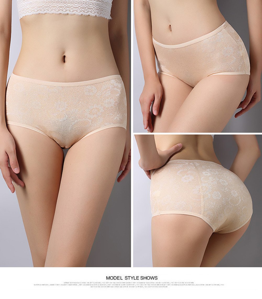 Women Menstrual Period Briefs Jacquard Easy Clean Panties 4 Pack US Size 3XL/10