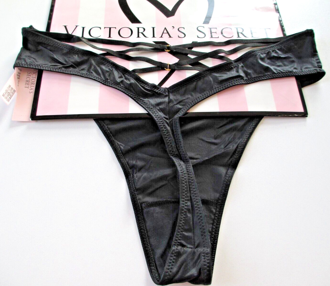 VICTORIA’S SECRET VERY SEXY High Waist Strappy Back Thong Panty S M L XL Black