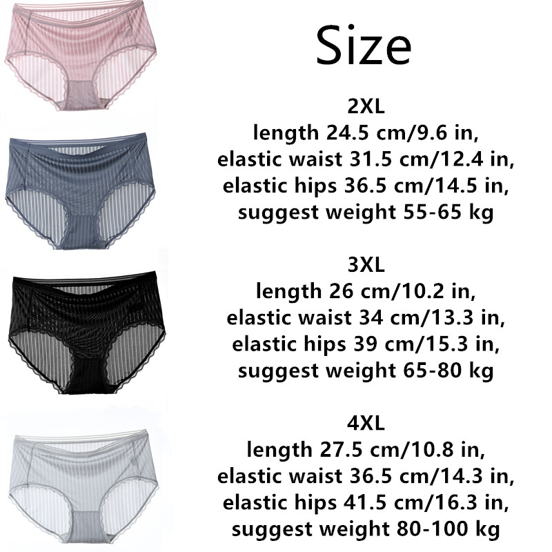2Pcs Sheer Panties Striped Underwear See Through Knickers Briefs Lingerie Shorts