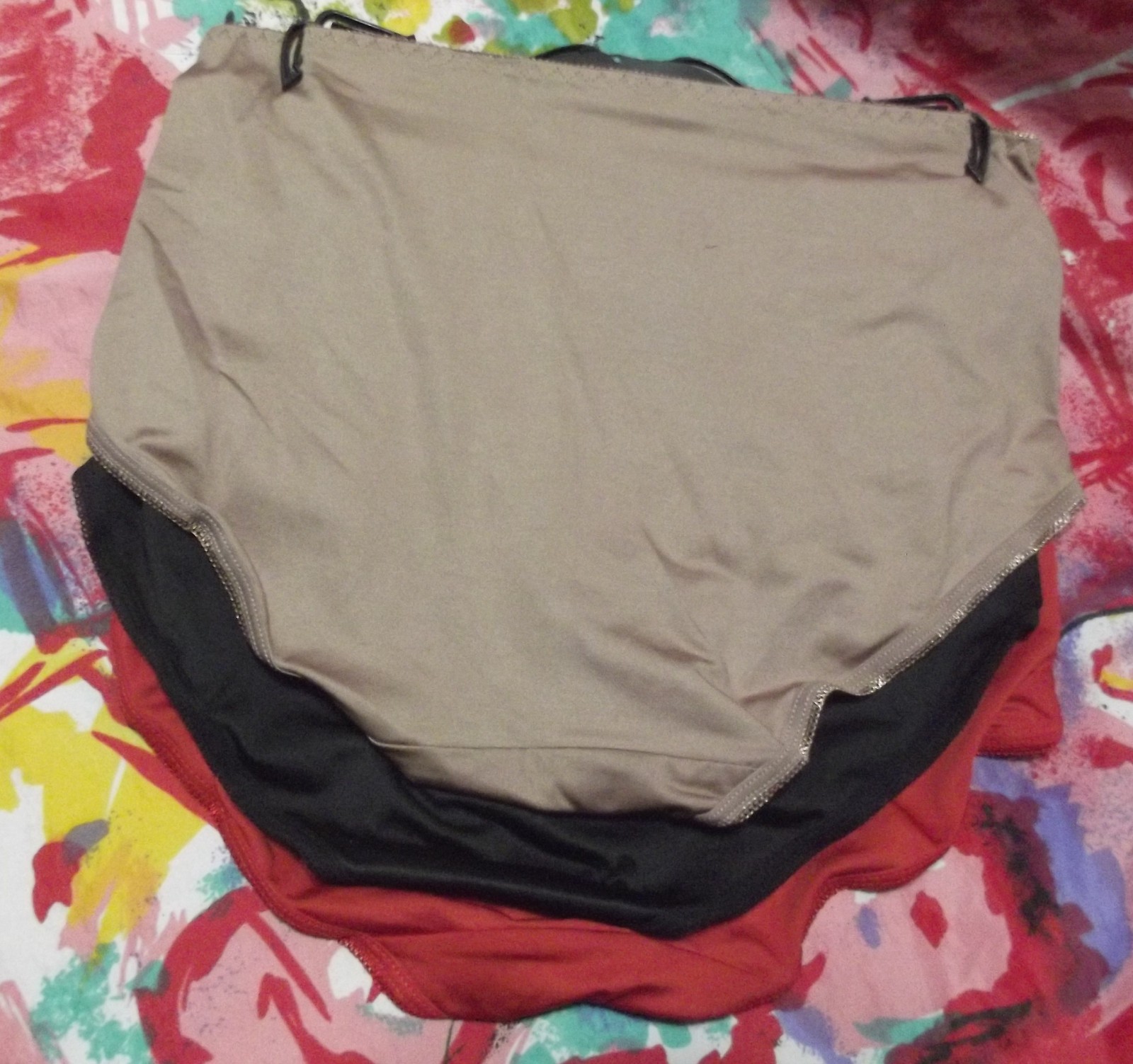 3 NEW PRIMA VALENTINA 871419 DRD/BK MICROFIBER LACE TRIM BRIEF PANTIES L