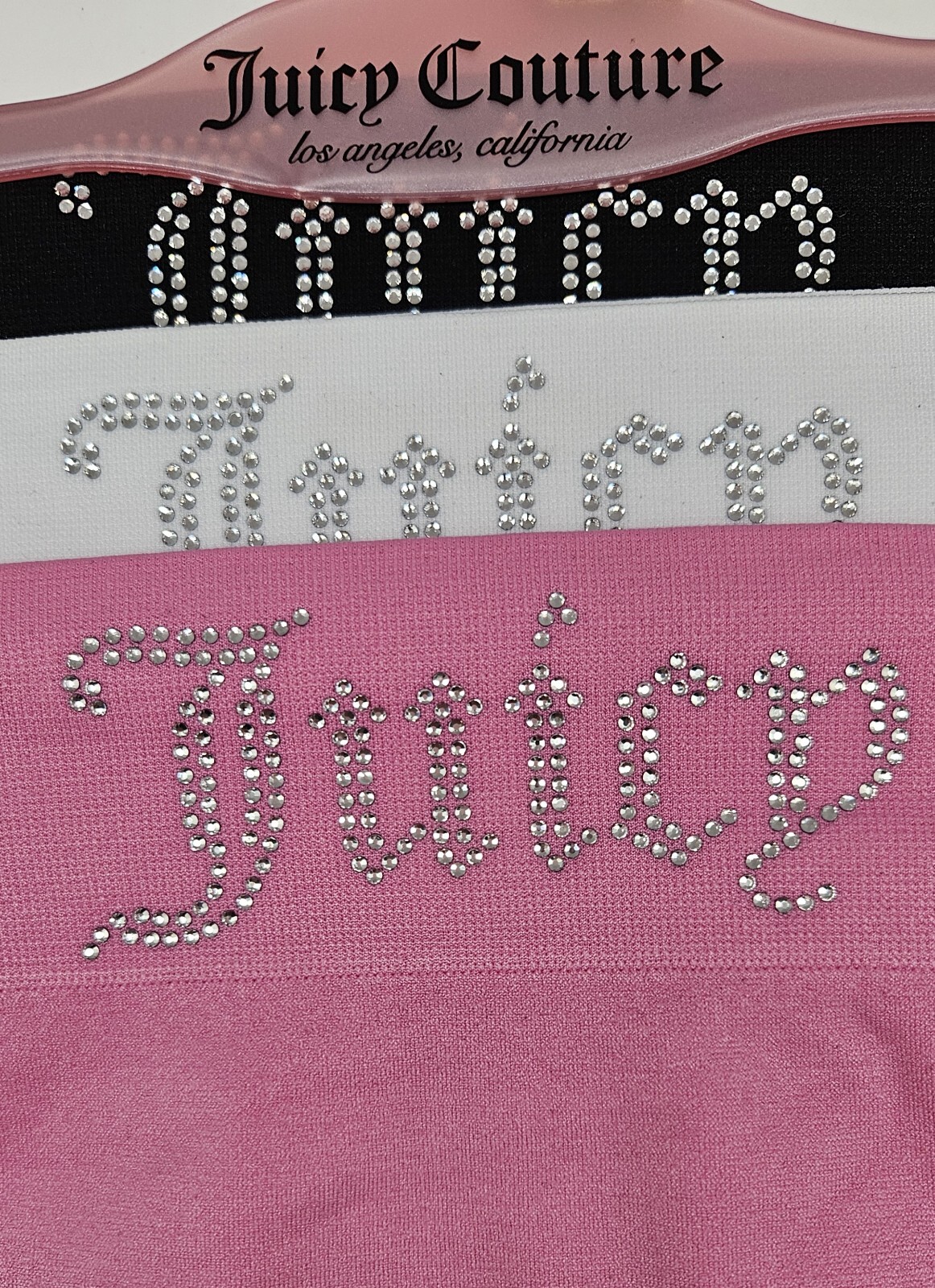 3 Pack JUICY COUTURE Women’s M L Bling Logo Seamless Boy Shorts Black White Pink