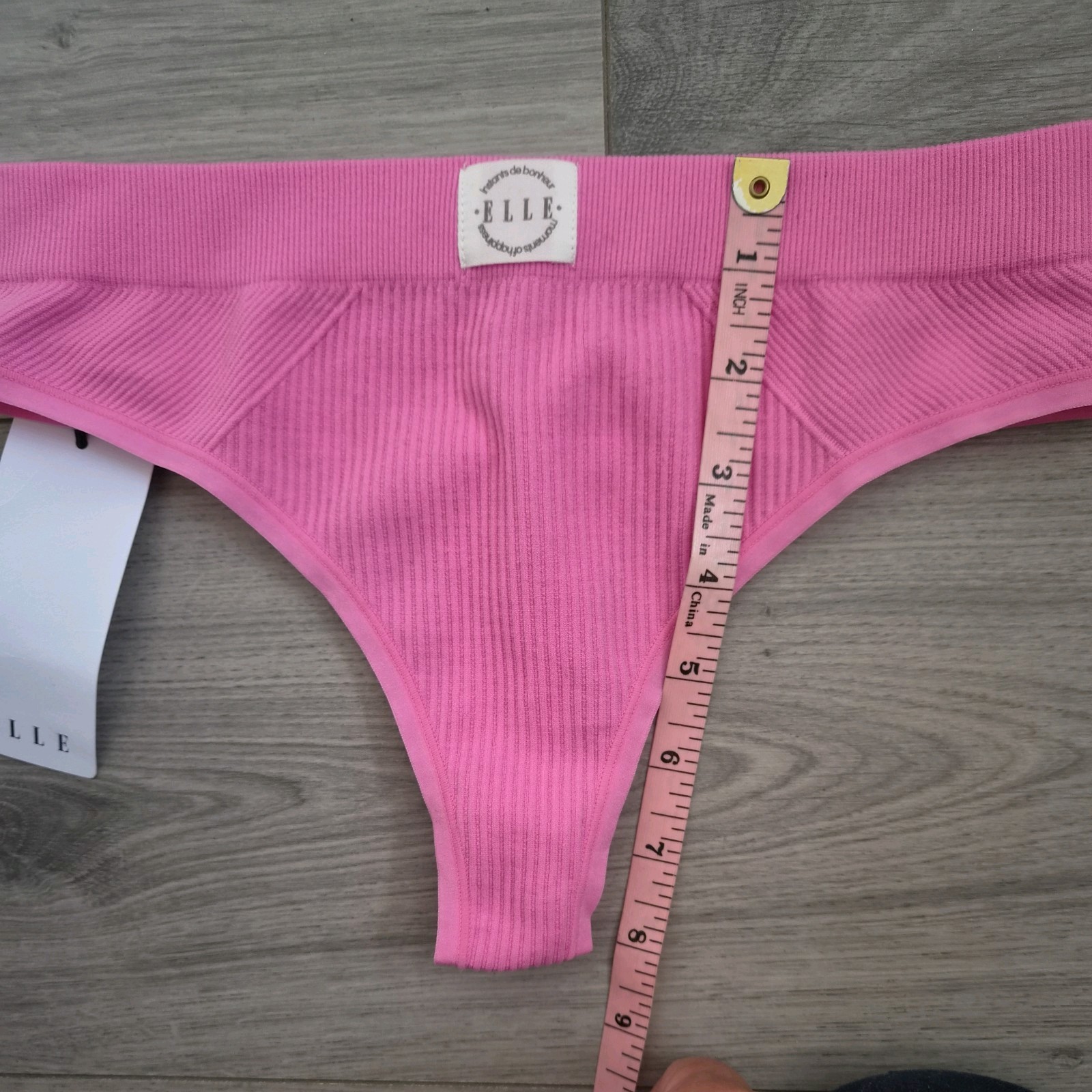 BNWT Elle Bright Pink Ribbed Thong Size Small 6-8