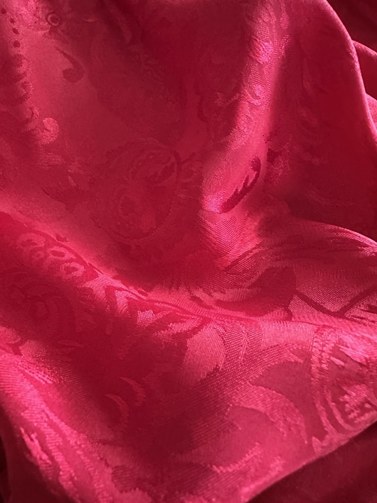 Victoria’s Secret Gold Label Red Satin Jacquard Bikini Panties Lace Trim Rose M