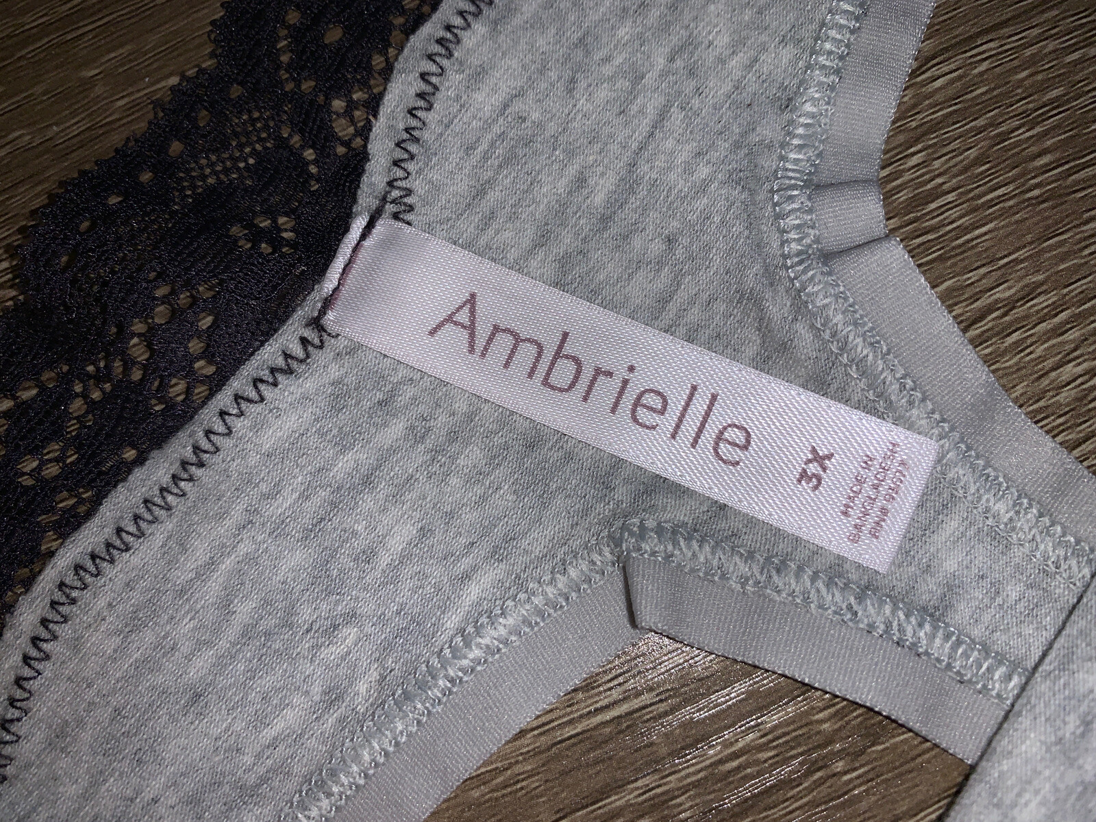 AMBRIELLE 3X Organic Cotton Thong Panty Wonderland Print Lace Waist Holiday NWT