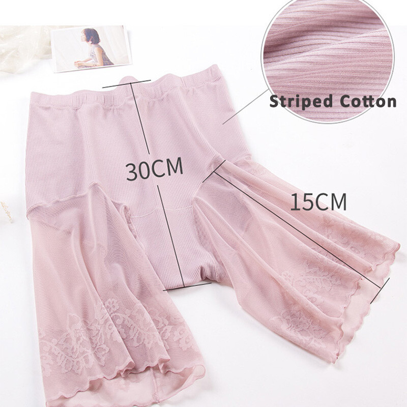 Plus-Size Long Leg Anti Chafing Thin Sexy Lace Slip Shorts Thigh Rub Large Thigh