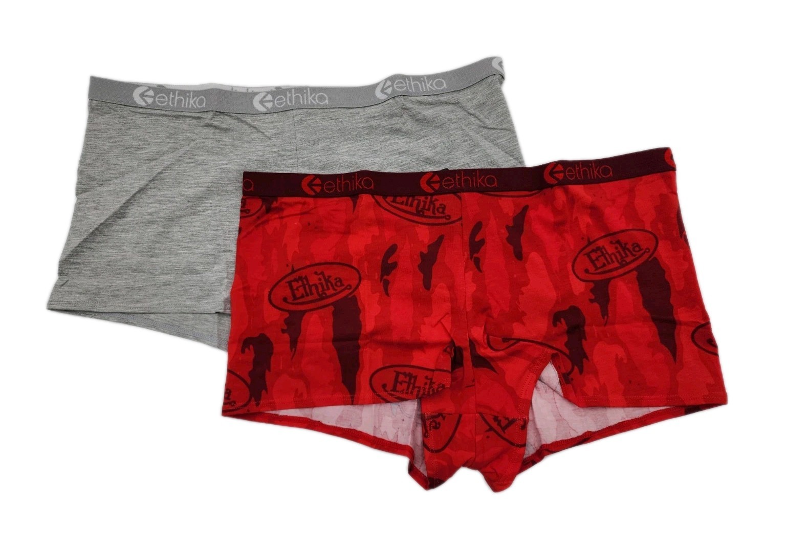 Pack Of 2 ETHIKA Womens Size Medium Shorty Boyshort Grey & Red Underwear