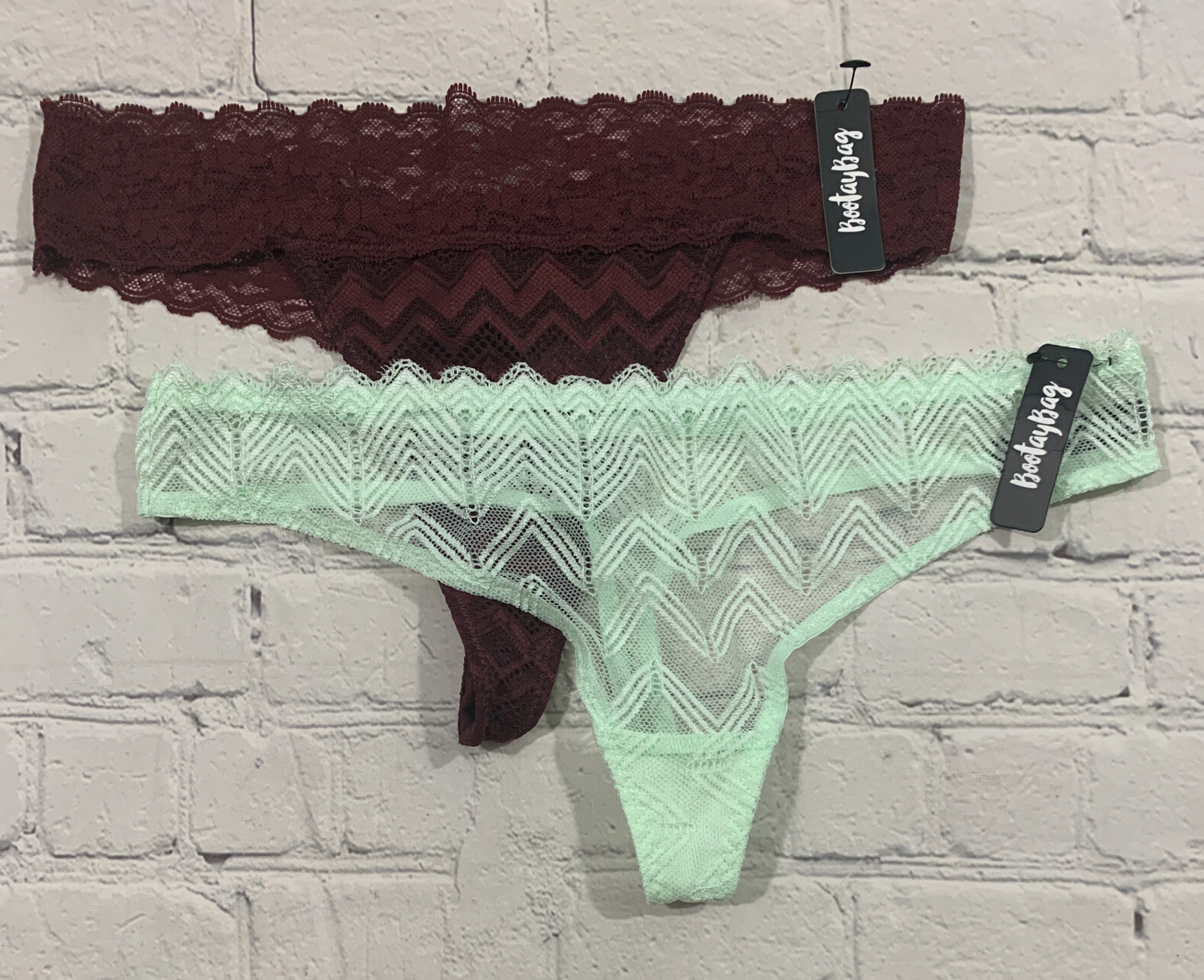 BootayBag Lot Of 2 Thong Underwear New With Tags Medium 1 Wine And 1 Green