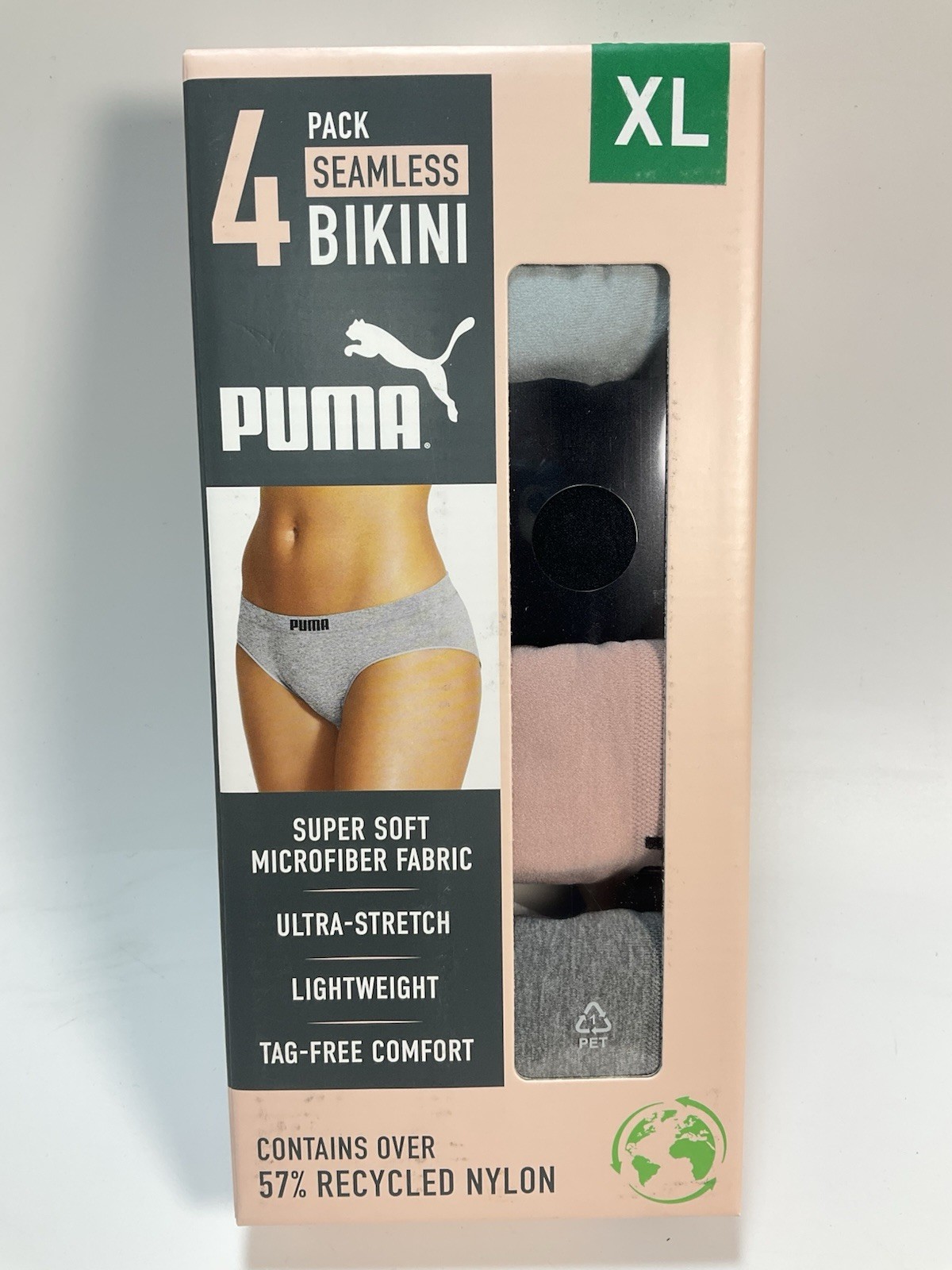 Puma Women’s 4-Pack Seamless Bikini Panties – Soft Ultra-Stretch, Size XL