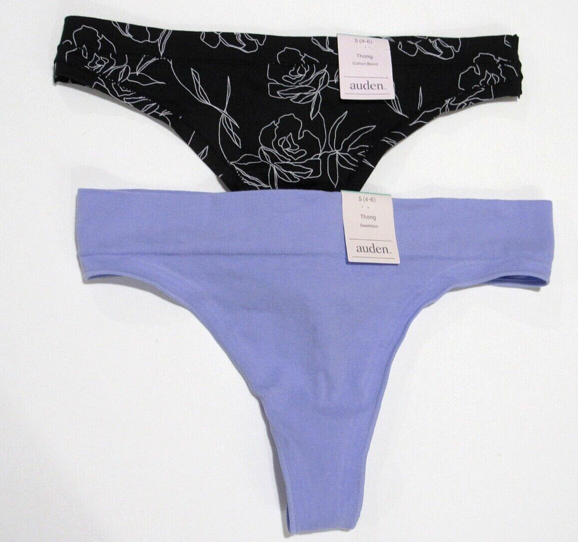 Auden Women’s Variety Thong 2 Pack Size Small (4-6)