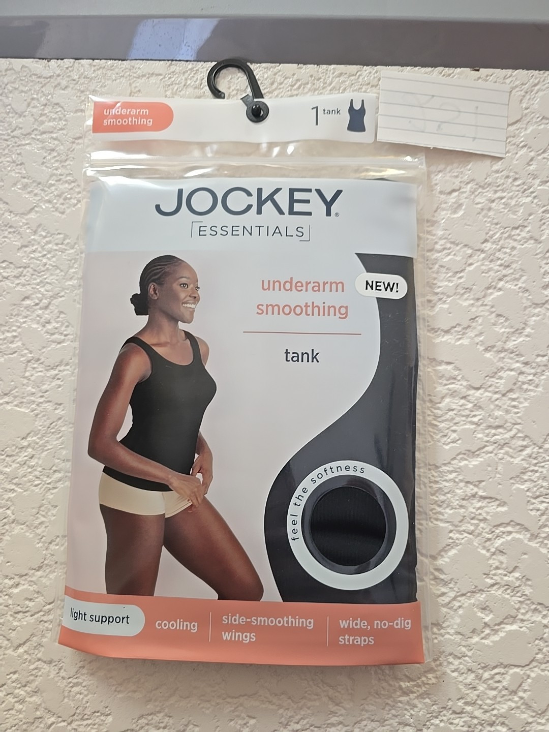 JOCKEY ESSENTIALS TANK TOP UNDERARM SMOOTHING LIGHT SUPPORT BLACK SZ 3XL