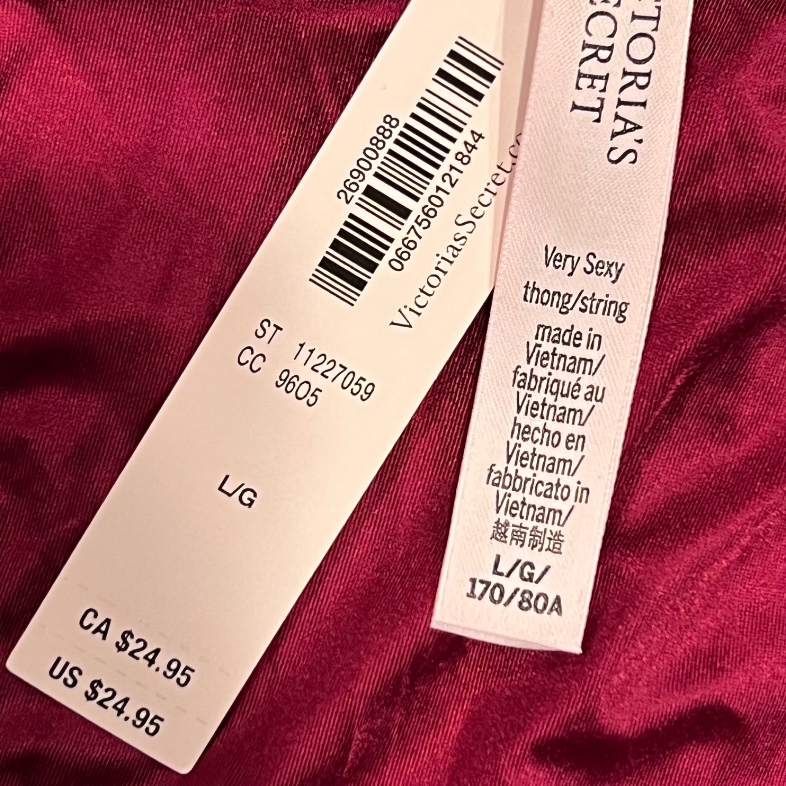NWT VICTORIA’S SECRET Very Sexy Thong Sz XS-S-M-L-XL Red Purple Burgundy Bling