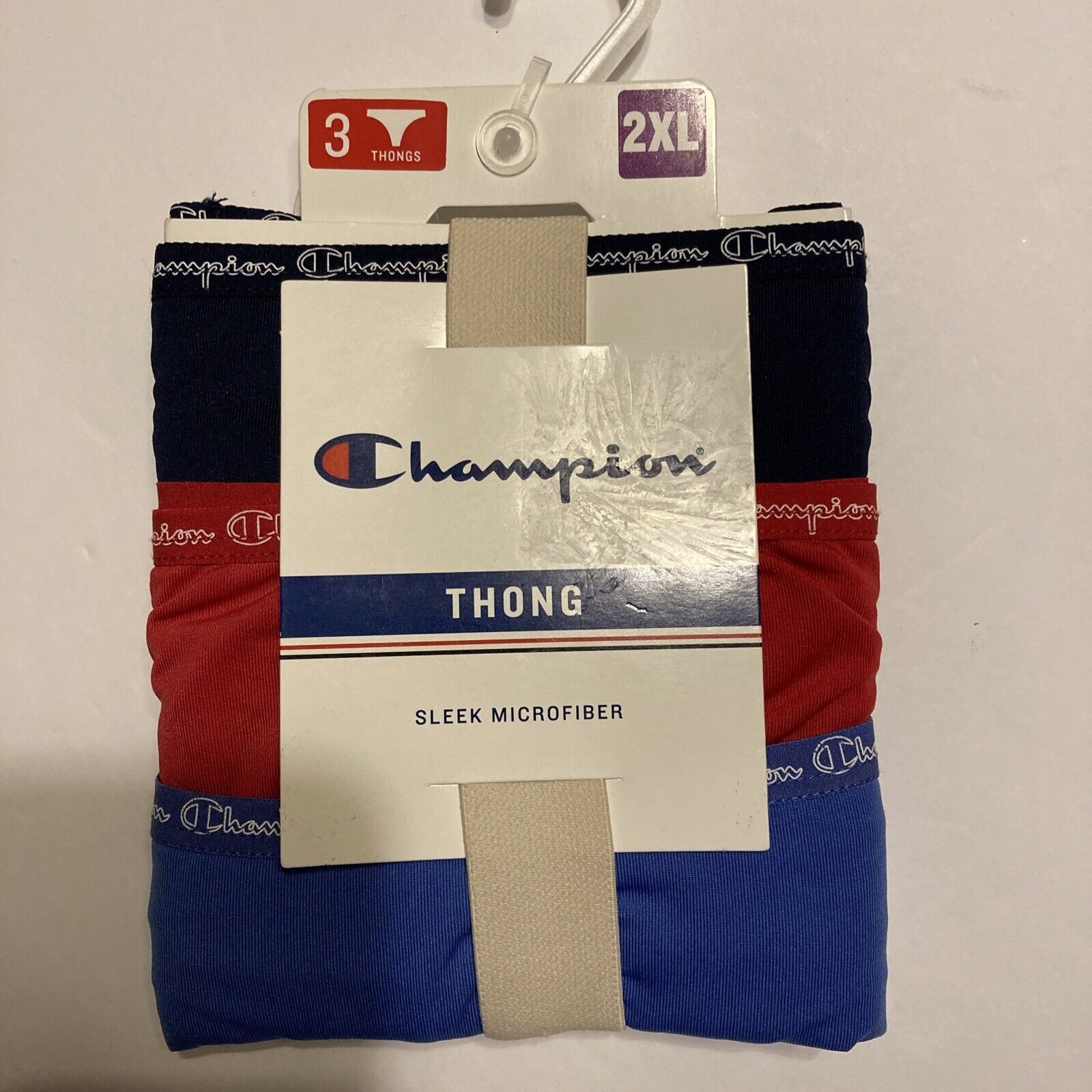 Champion Thong Panties Underwear 3 Pack Multicolor Size 2XL Microfiber